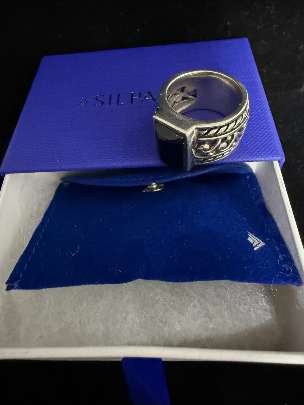 SILPADA Sterling silver black onyx ring. EUC